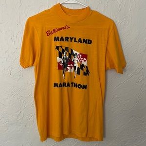 Vintage race day, shirt in cold, yellow, Baltimore, Maryland, marathon, medium